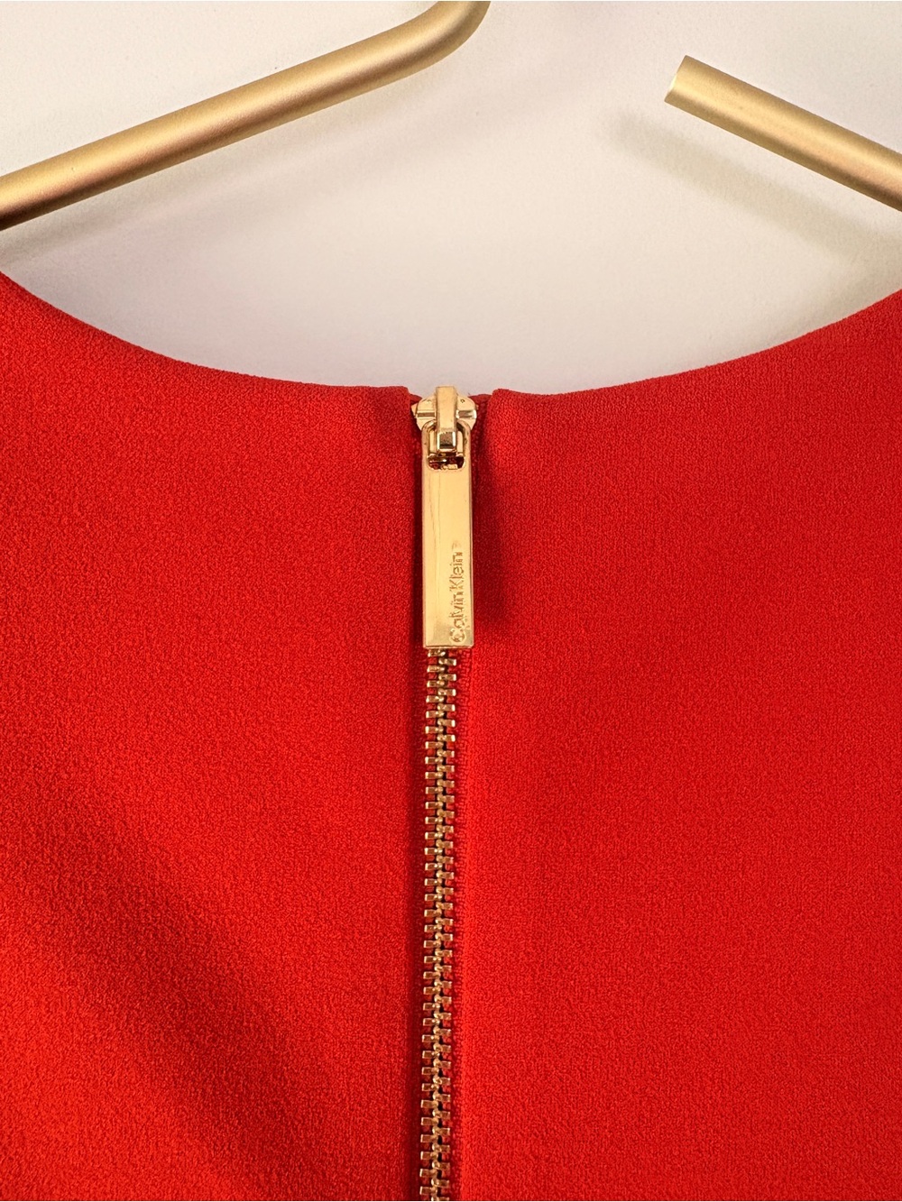 Calvin Klein Dark Orange Puff Sleeve Midi Dress - Picture 3 of 4